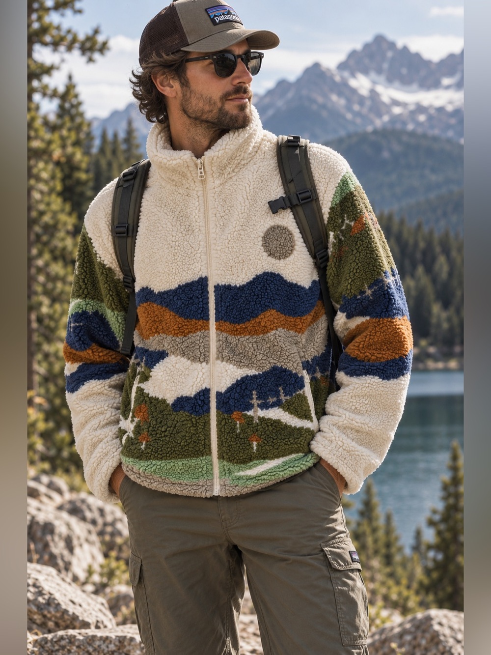 Urban Outfitters Landscape Sherpa Zip Jacket Large Gorpcore